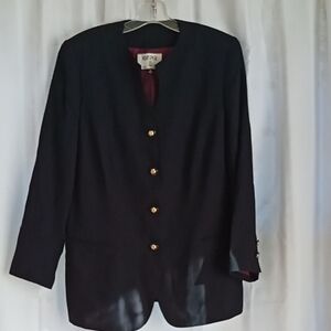 Kasper Women's Elegant Navy Blue Blazer with Gold Buttons